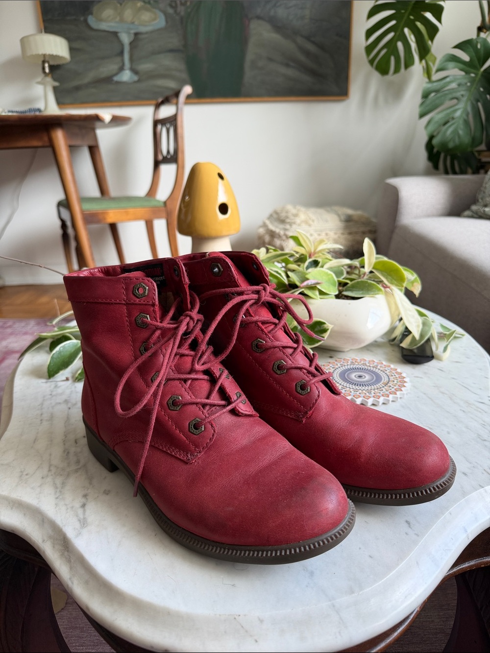 Women's Kodiak Red Lace-Up Ankle Boots